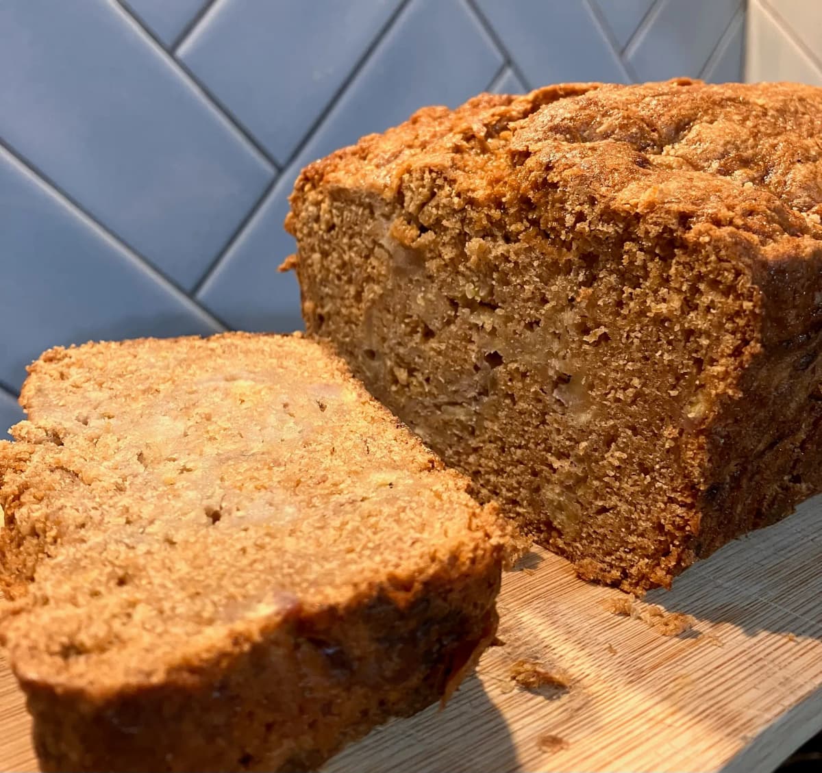 Banana loaf cake slice