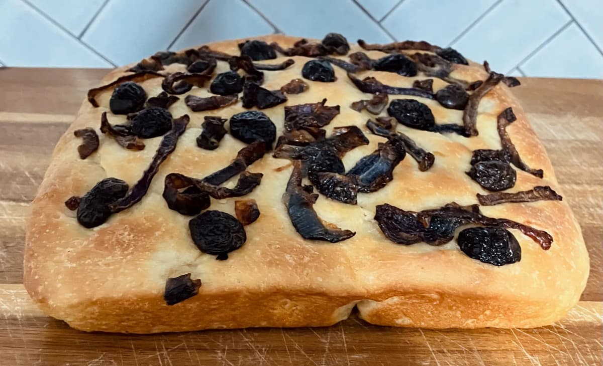 Focaccia (Black Olive and Caramelised Onion)