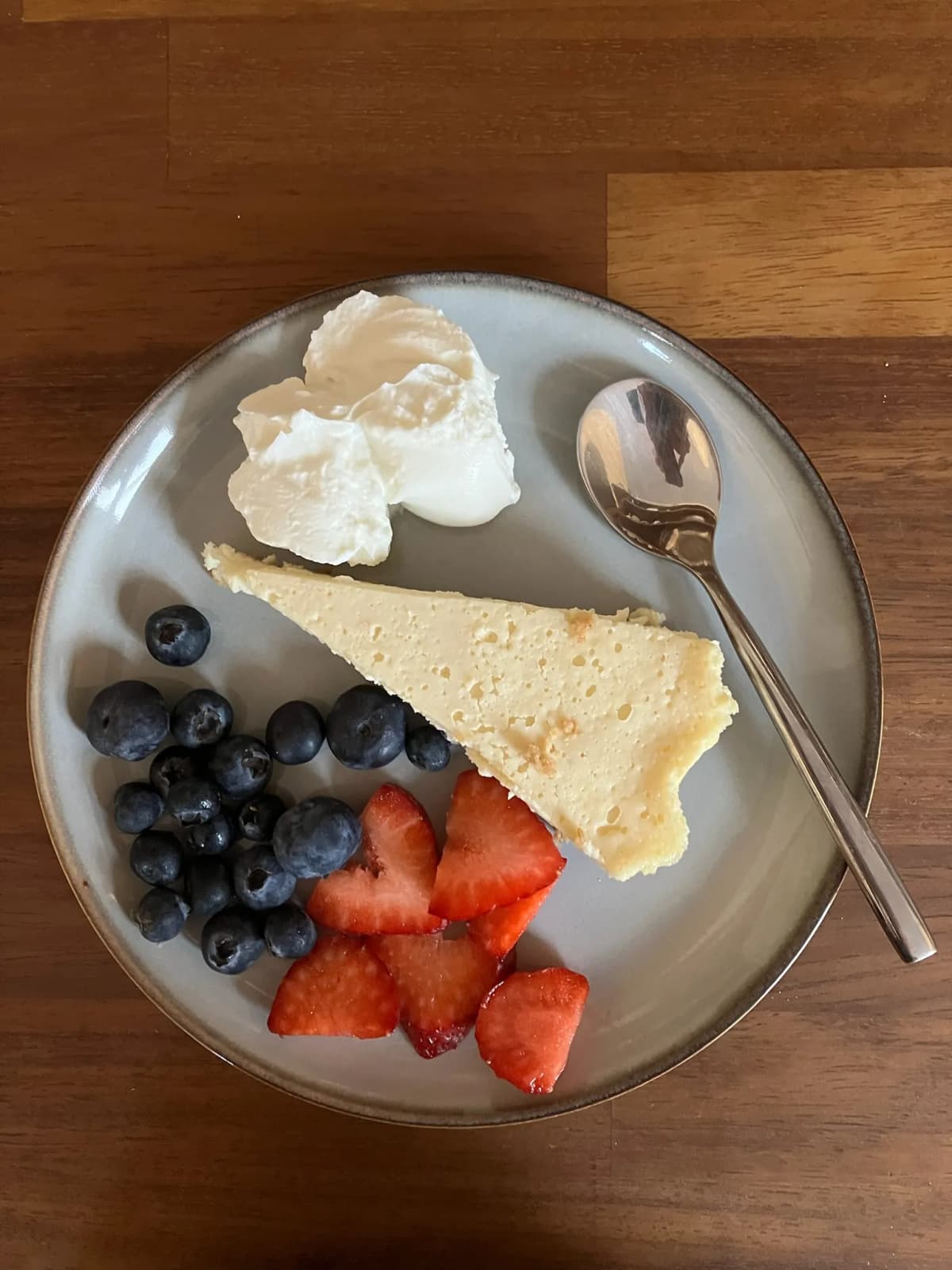 Slice of baked lemon cheesecake