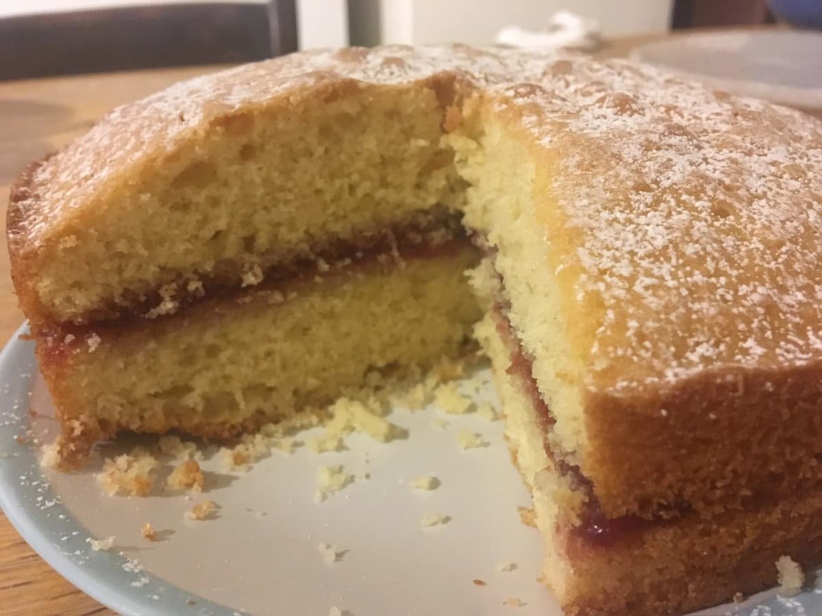 Victoria jam sponge slice